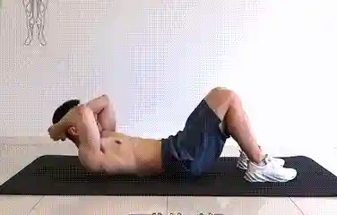 Man doing upper abs crunches on floor — no equipment ab workout