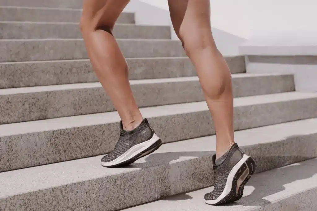 A well-defined gastrocnemius comes from consistent gastrocnemius exercises.